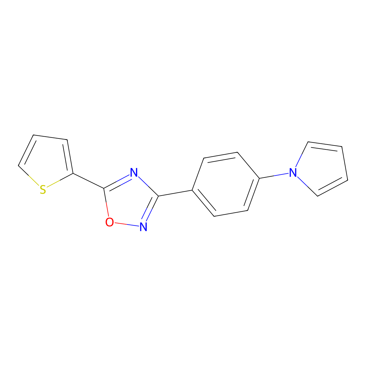 3-(4-Pyrrol-1-ylphenyl)-5-thiophen-2-yl-1,2,4-oxadiazole molecular structure, CAS 696640-27-4