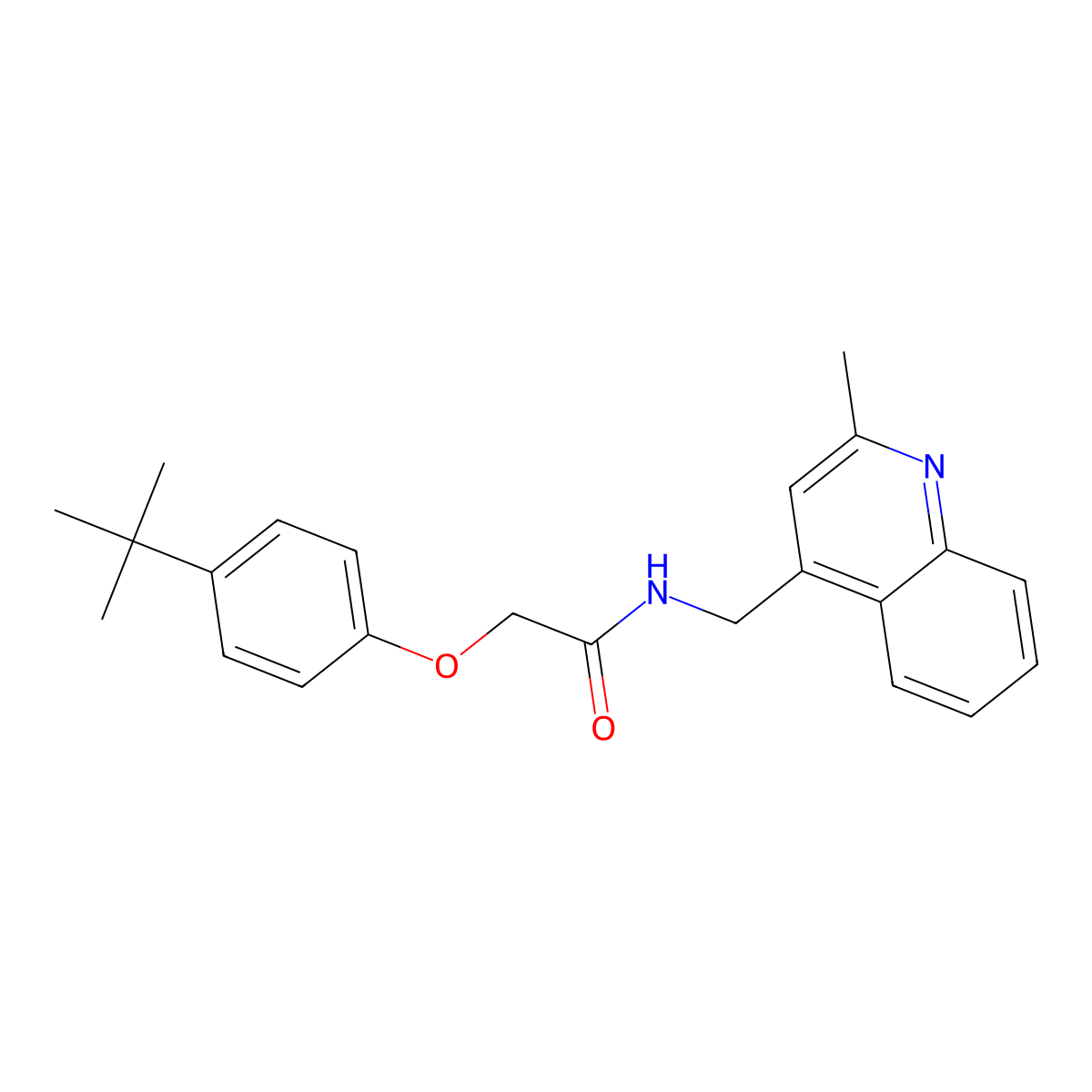 2-(4-tert-butylphenoxy)-N-[(2-methylquinolin-4-yl)methyl]acetamide molecular structure, CAS 696641-64-2