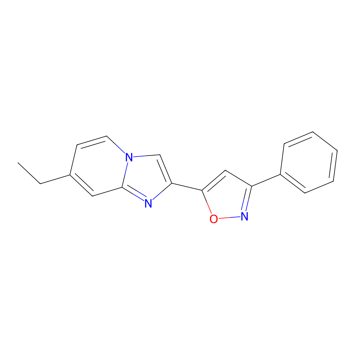 7-Ethyl-2-(3-phenyl-5-isoxazolyl)imidazo[1,2-a]pyridine molecular structure, CAS 696643-14-8