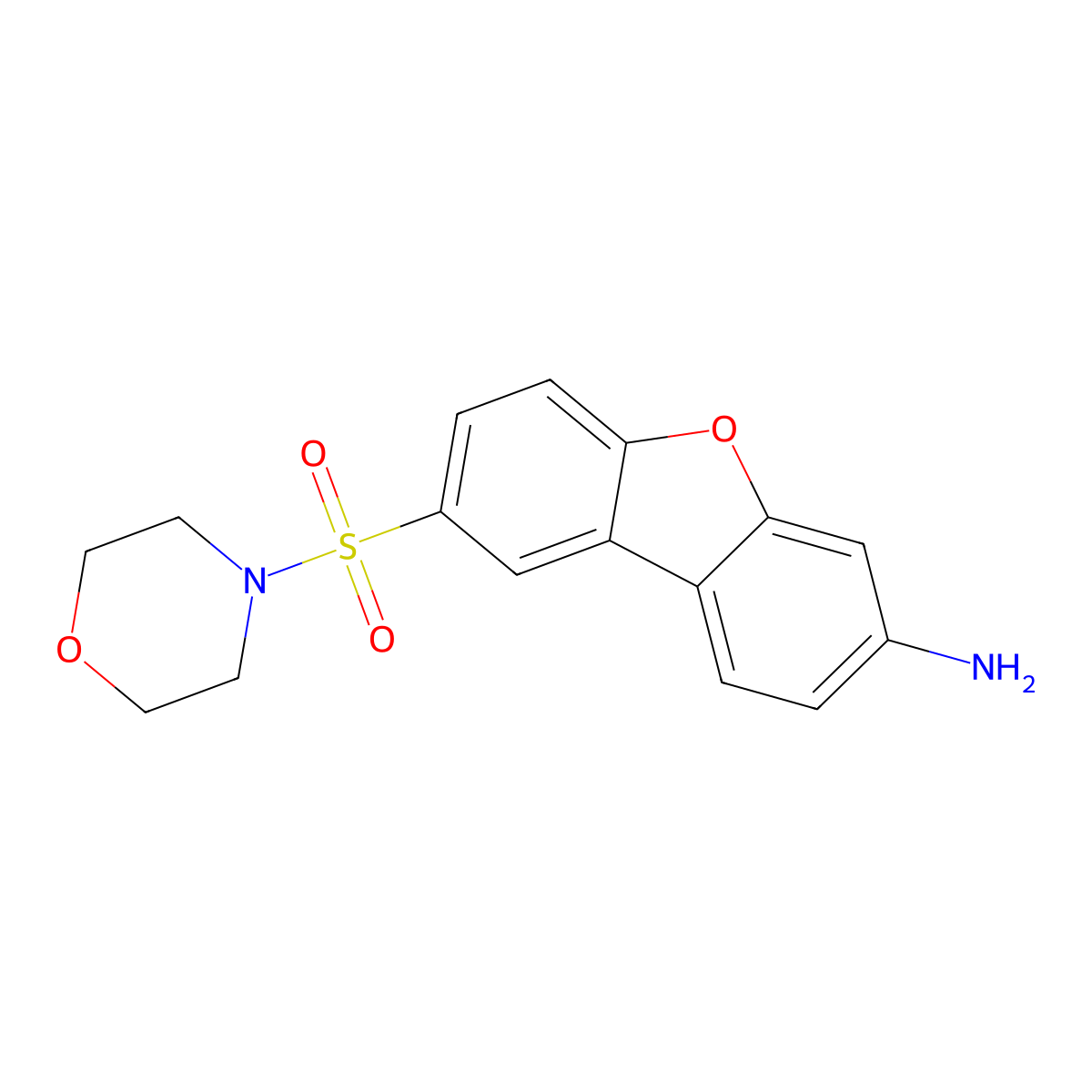 8-Morpholin-4-ylsulfonyldibenzofuran-3-amine molecular structure, CAS 696643-18-2