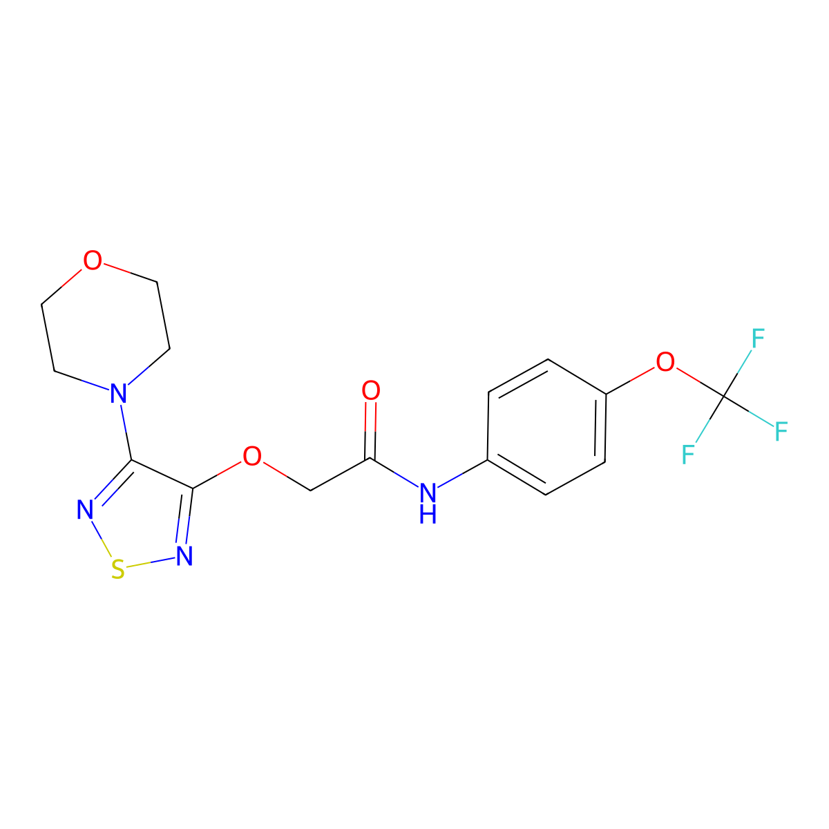 2-[(4-morpholin-4-yl-1,2,5-thiadiazol-3-yl)oxy]-N-[4-(trifluoromethoxy)phenyl]acetamide molecular structure, CAS 696643-27-3