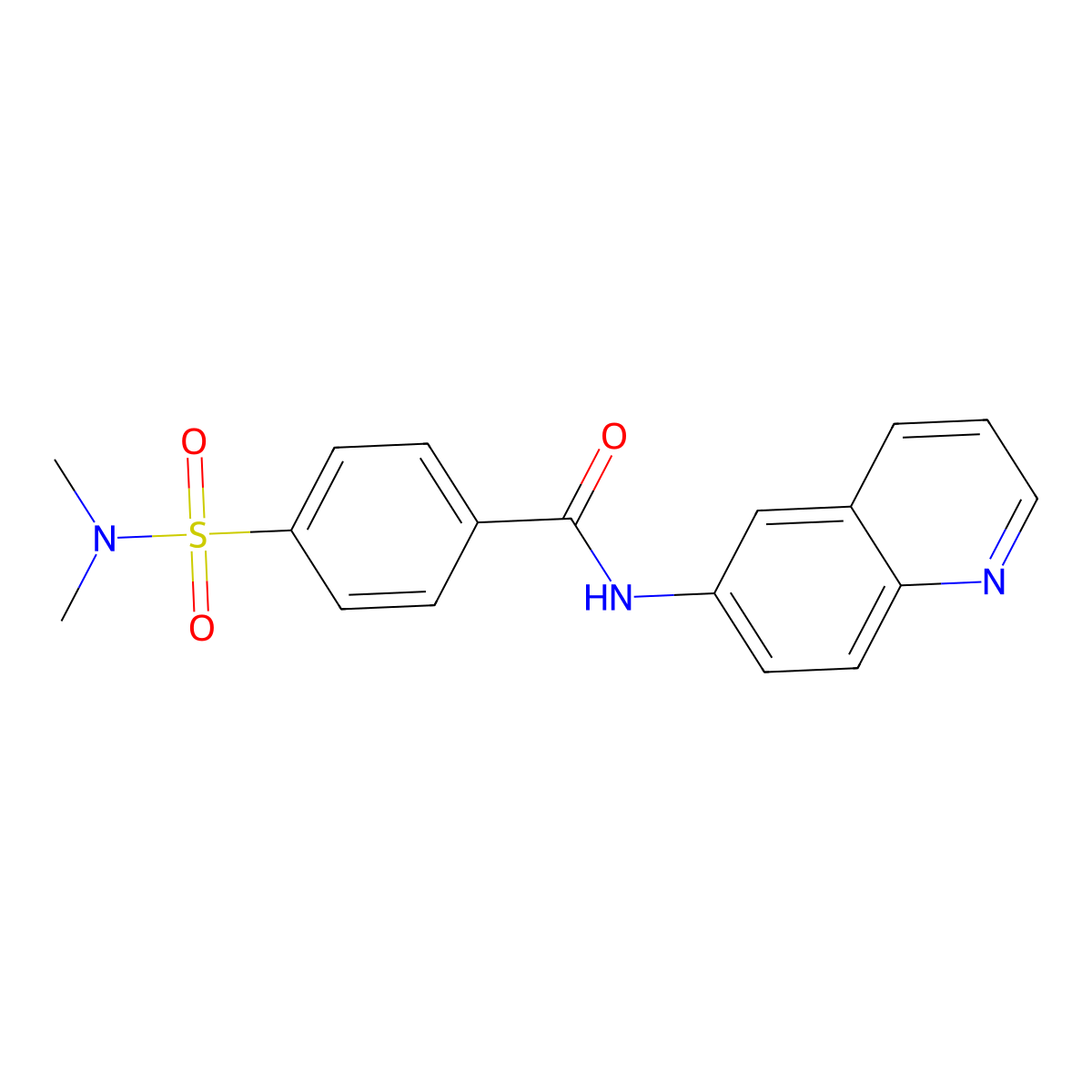 4-Dimethylsulfamoyl-N-quinolin-6-yl-benzamide molecular structure, CAS 696643-34-2