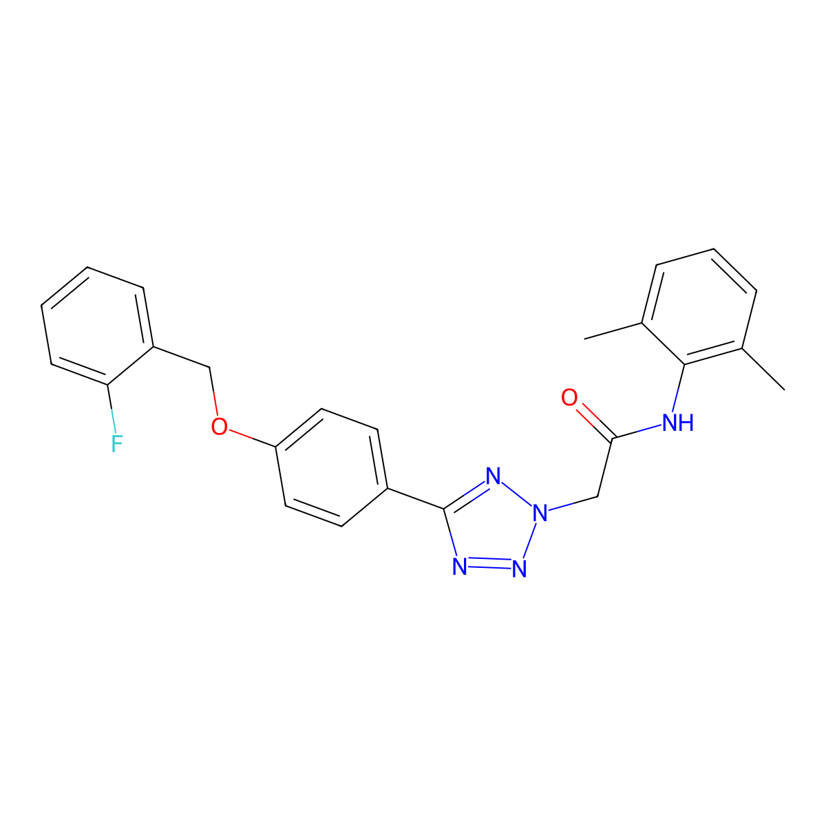 N-(2,6-dimethylphenyl)-2-[5-[4-[(2-fluorophenyl)methoxy]phenyl]tetrazol-2-yl]acetamide molecular structure, CAS 696643-40-0