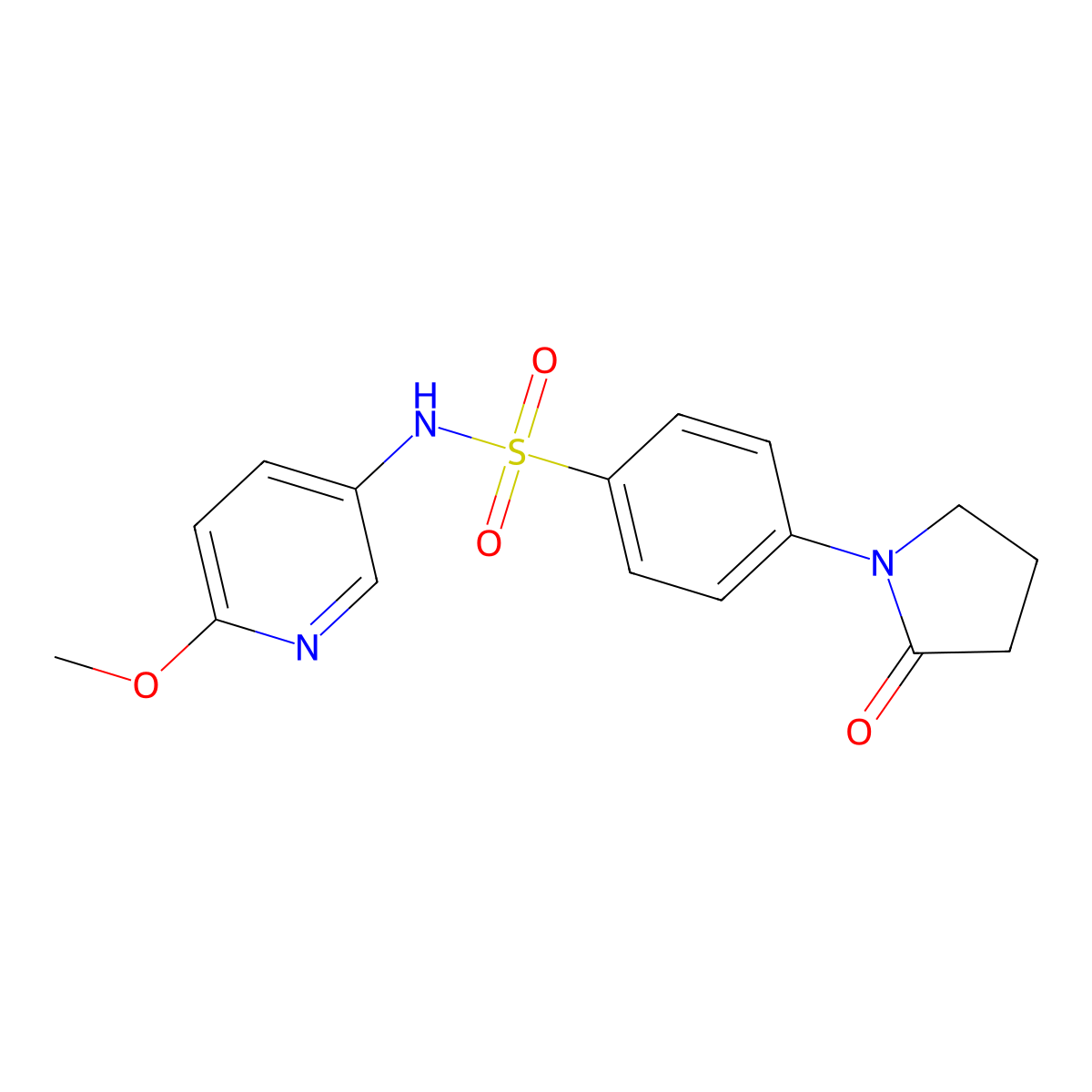 N-(6-methoxypyridin-3-yl)-4-(2-oxopyrrolidin-1-yl)benzenesulfonamide molecular structure, CAS 696643-80-8