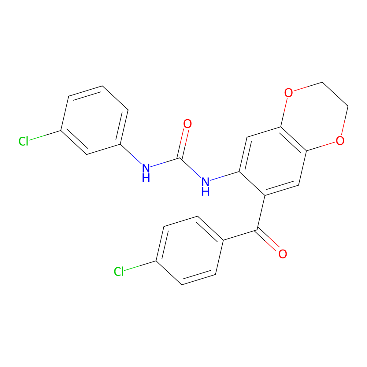 1-[7-(4-Chlorobenzoyl)-2,3-dihydro-1,4-benzodioxin-6-yl]-3-(3-chlorophenyl)urea molecular structure, CAS 696644-13-0