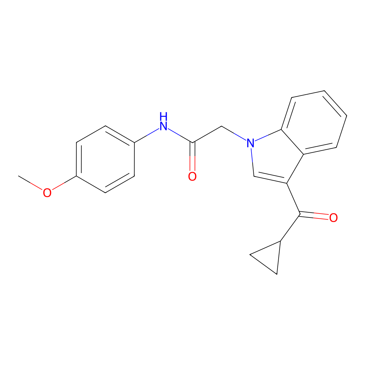 2-[3-(cyclopropanecarbonyl)indol-1-yl]-N-(4-methoxyphenyl)acetamide molecular structure, CAS 696644-43-6