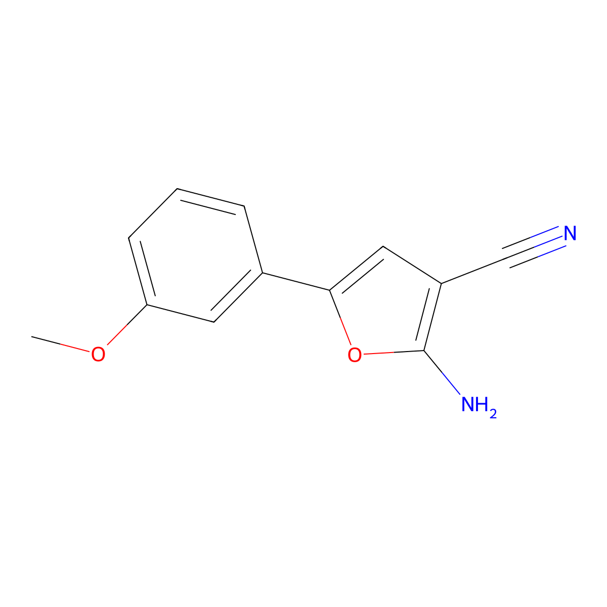 2-Amino-5-(3-methoxyphenyl)furan-3-carbonitrile molecular structure, CAS 696645-53-1