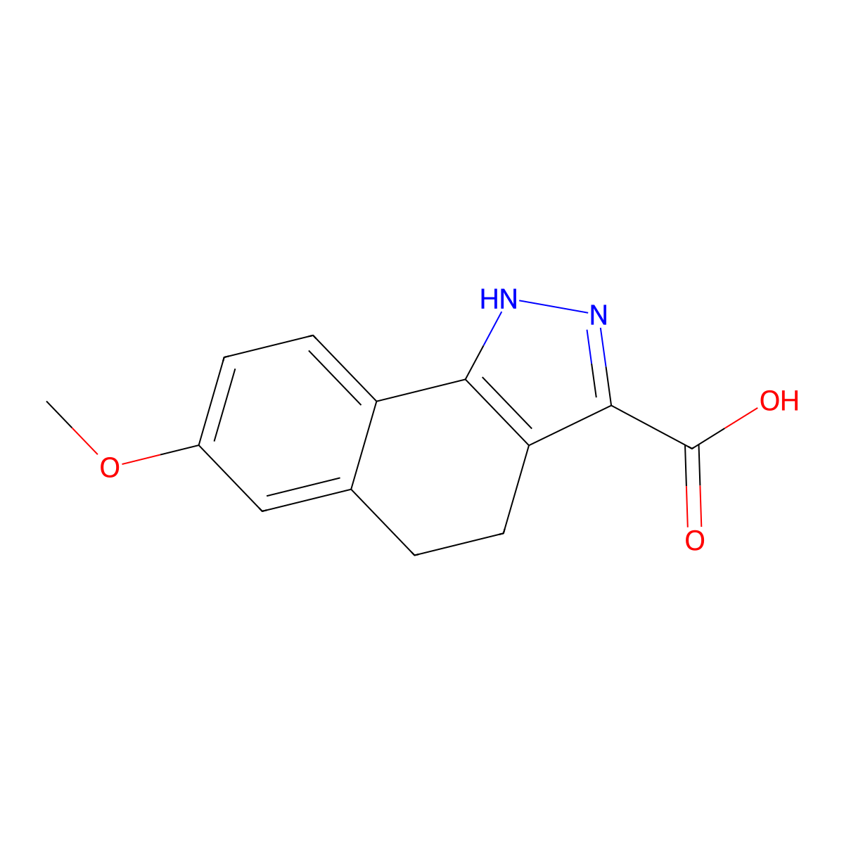 7-methoxy-4,5-dihydro-2H-benzo[g]indazole-3-carboxylic acid molecular structure, CAS 696645-93-9