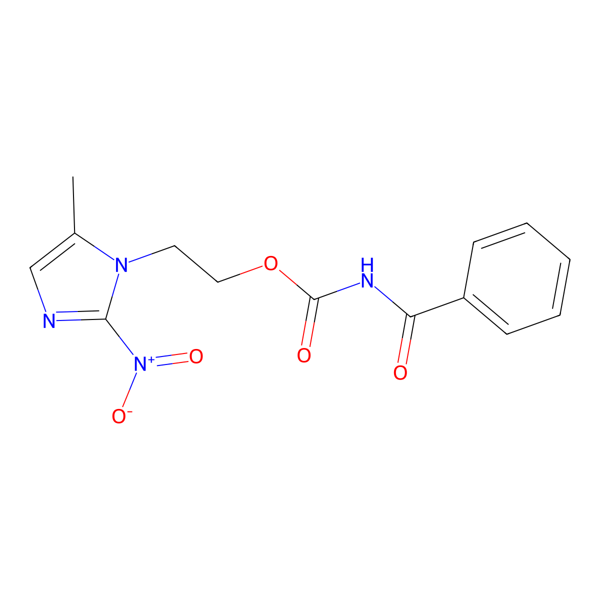 Carbamic acid, benzoyl-, 2-(5-methyl-2-nitro-1H-imidazol-1-yl)ethyl ester molecular structure, CAS 696645-94-0