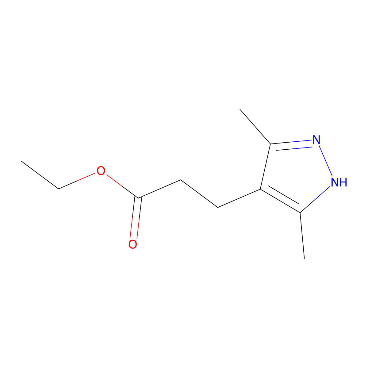 ethyl 3-(3,5-dimethyl-1H-pyrazol-4-yl)propanoate molecular structure, CAS 696646-25-0