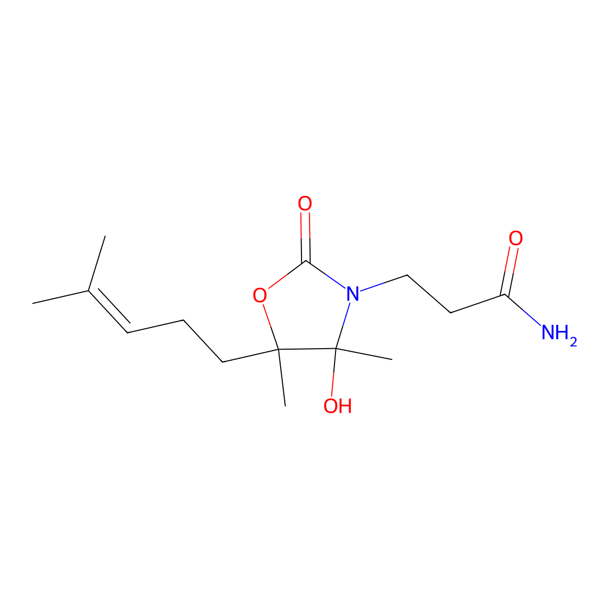 4-Hydroxy-4,5-dimethyl-5-(4-methyl-3-penten-1-yl)-2-oxo-3-oxazolidinepropanamide molecular structure, CAS 696646-26-1