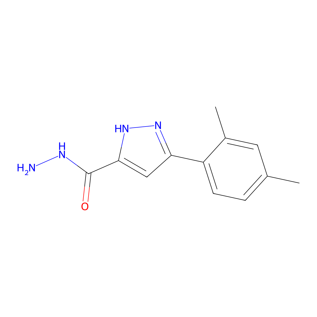 3-(2,4-dimethylphenyl)-1H-pyrazole-5-carbohydrazide molecular structure, CAS 696646-36-3