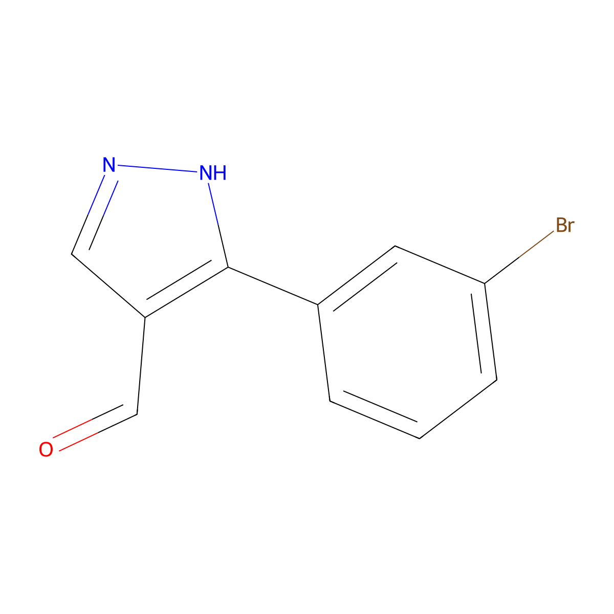 3-(3-bromophenyl)-1H-pyrazole-4-carbaldehyde molecular structure, CAS 696646-49-8