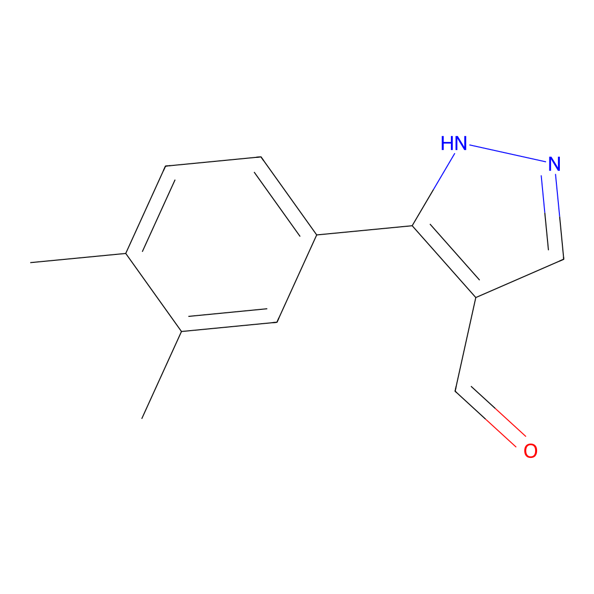 5-(3,4-dimethylphenyl)-1H-pyrazole-4-carbaldehyde molecular structure, CAS 696646-69-2