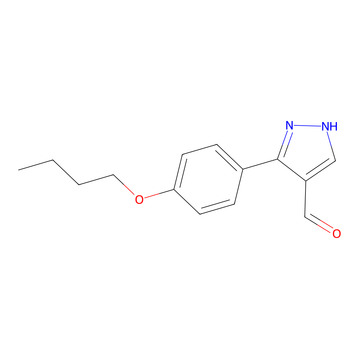 3-(4-butoxyphenyl)-1H-pyrazole-4-carbaldehyde molecular structure, CAS 696646-80-7