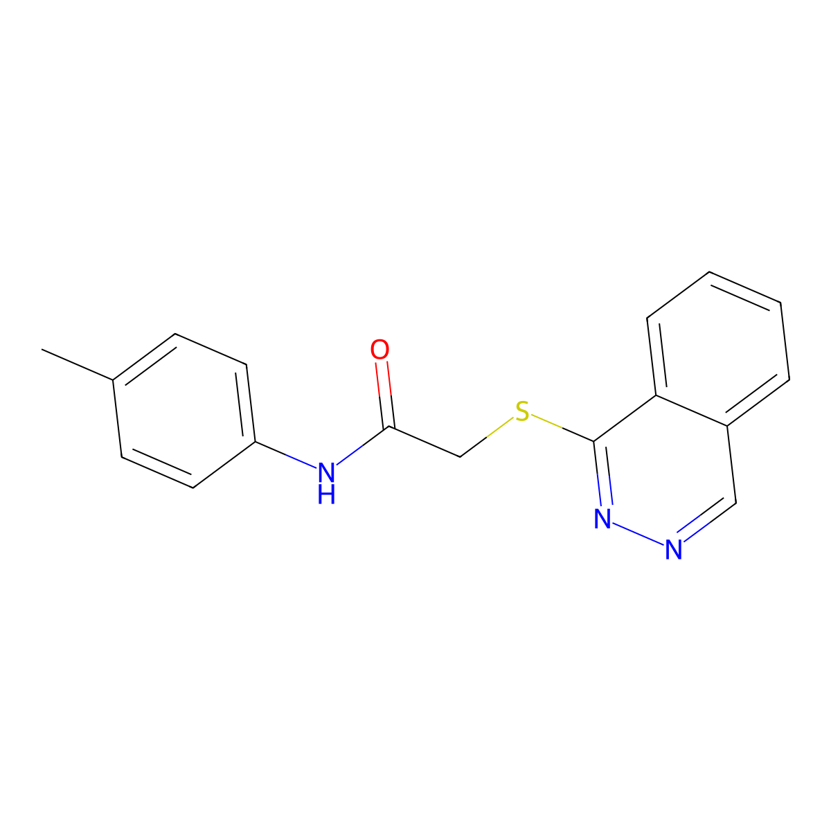 2-(Phthalazin-1-ylsulfanyl)-N-p-tolyl-acetamide molecular structure, CAS 696647-50-4