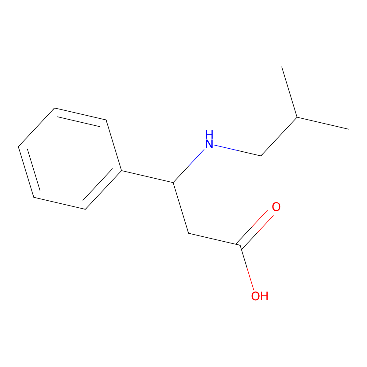 3-[(2-Methylpropyl)amino]-3-phenylpropanoic acid molecular structure, CAS 696647-61-7