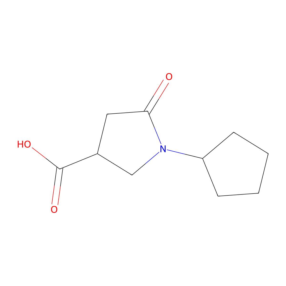 1-Cyclopentyl-5-oxopyrrolidine-3-carboxylic acid molecular structure, CAS 696647-78-6