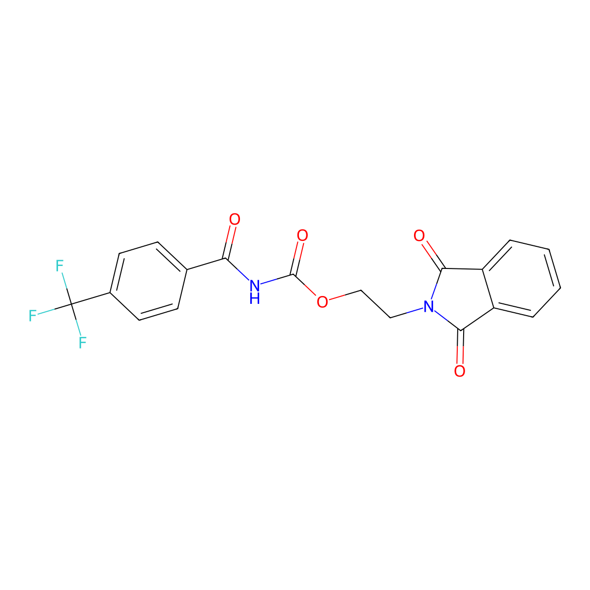 Carbamic acid, (4-(trifluoromethyl)benzoyl)-, 2-(1,3-dihydro-1,3-dioxo-2H-isoindol-2-yl)ethyl ester molecular structure, CAS 696648-01-8