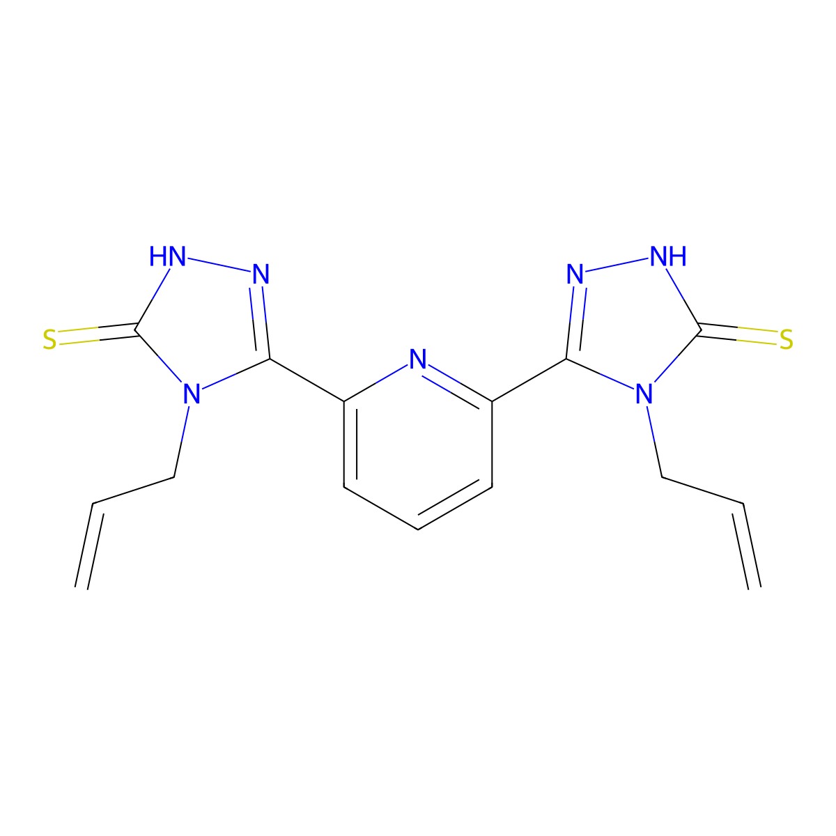 3,3'-(2,6-Pyridinediyl)bis(4-(2-propenyl)-1H-1,2,4-triazole-5(4H)-thione) molecular structure, CAS 696648-21-2