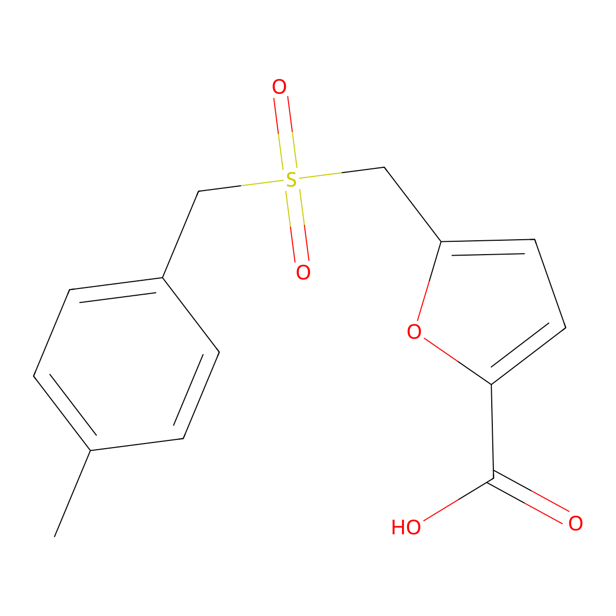 5-{[(4-Methylbenzyl)sulfonyl]methyl}-2-furoic acid molecular structure, CAS 696648-25-6