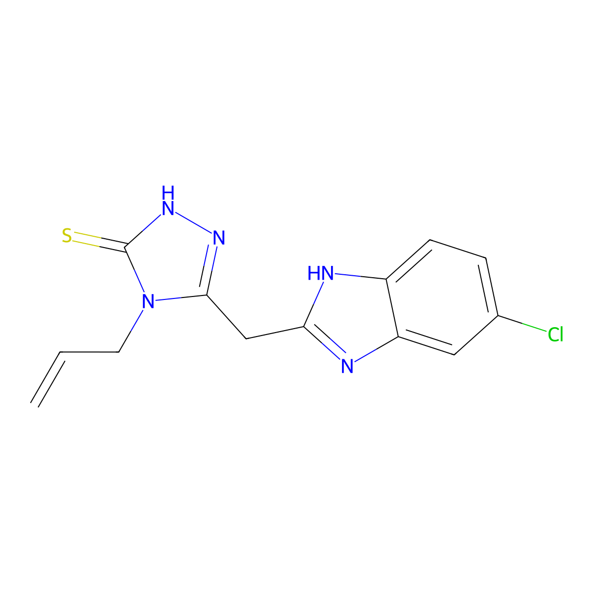 5-[(5-chloro-1H-benzimidazol-2-yl)methyl]-4-(prop-2-en-1-yl)-2,4-dihydro-3H-1,2,4-triazole-3-thione molecular structure, CAS 696648-26-7