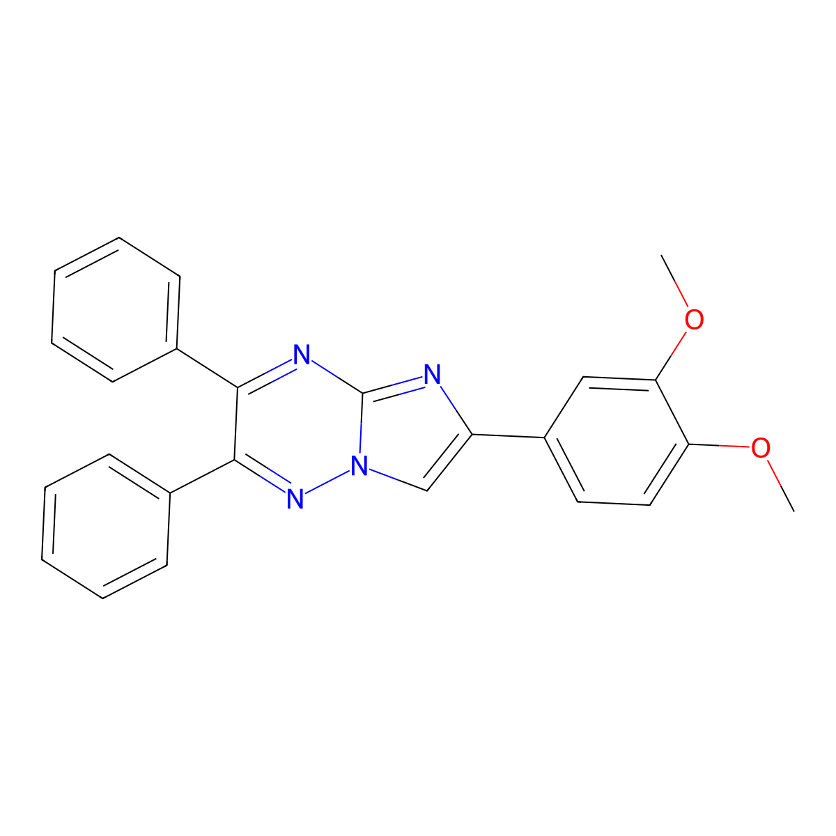 6-(3,4-Dimethoxyphenyl)-2,3-diphenylimidazo[1,2-b][1,2,4]triazine molecular structure, CAS 696648-32-5