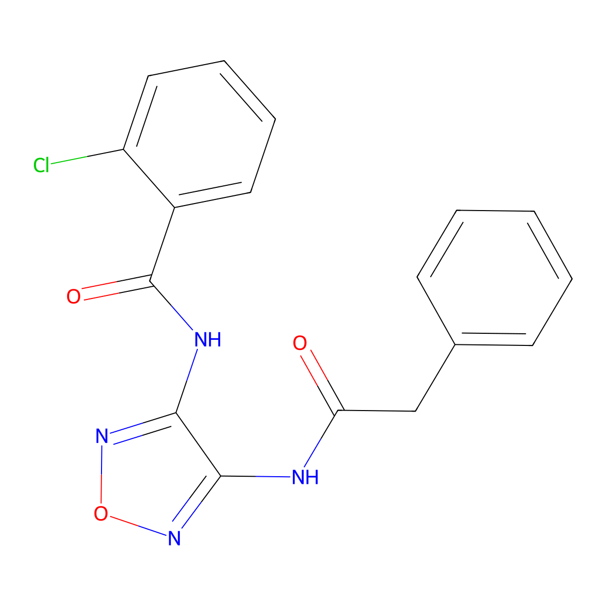 N-(4-((2-Chlorobenzoyl)amino)-1,2,5-oxadiazol-3-yl)benzeneacetamide molecular structure, CAS 696648-37-0