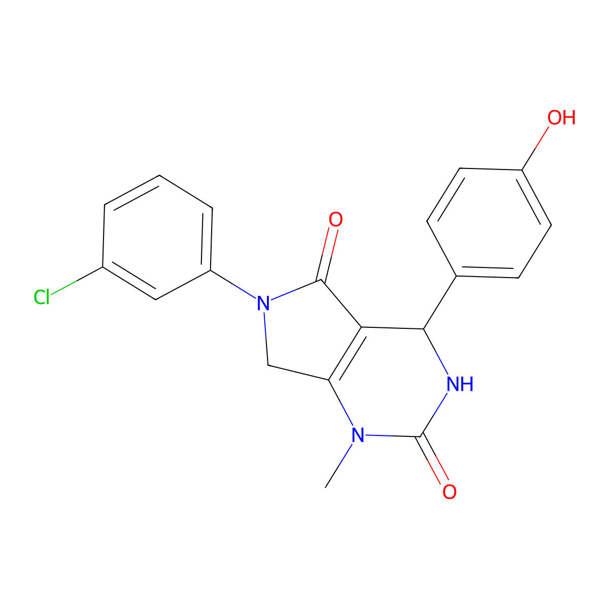 6-(3-chlorophenyl)-4-(4-hydroxyphenyl)-1-methyl-4,7-dihydro-3H-pyrrolo[3,4-d]pyrimidine-2,5-dione molecular structure, CAS 696648-55-2