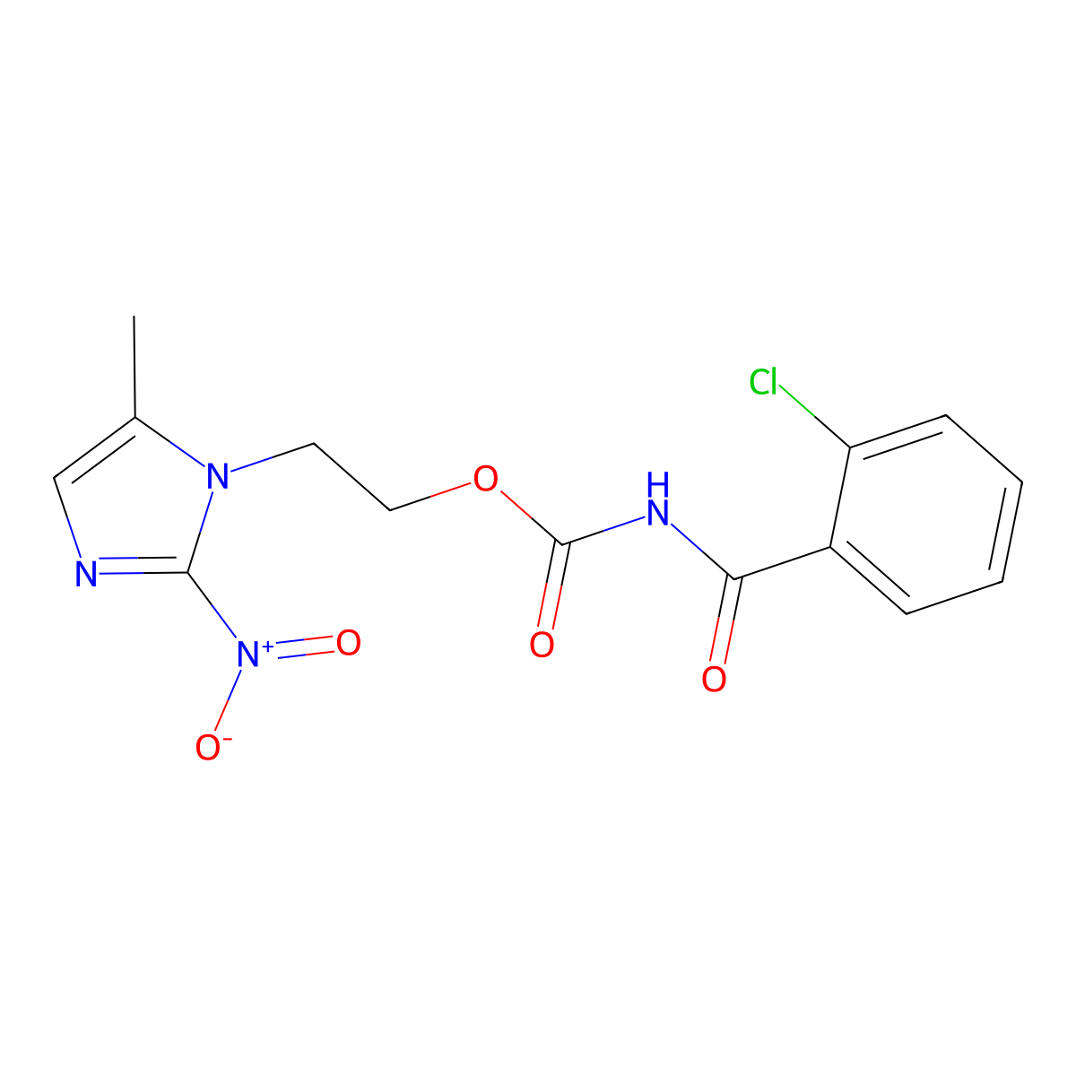 Carbamic acid, (2-chlorobenzoyl)-, 2-(5-methyl-2-nitro-1H-imidazol-1-yl)ethyl ester molecular structure, CAS 696649-31-7