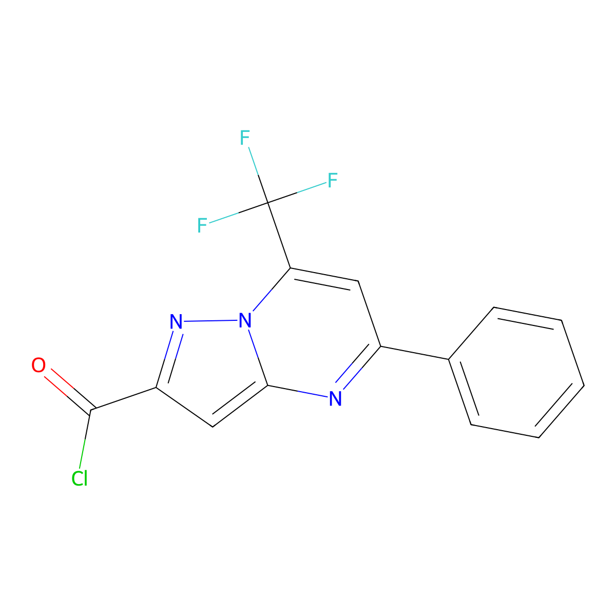 5-Phenyl-7-(trifluoromethyl)pyrazolo[1,5-a]pyrimidine-2-carbonyl chloride molecular structure, CAS 696649-33-9