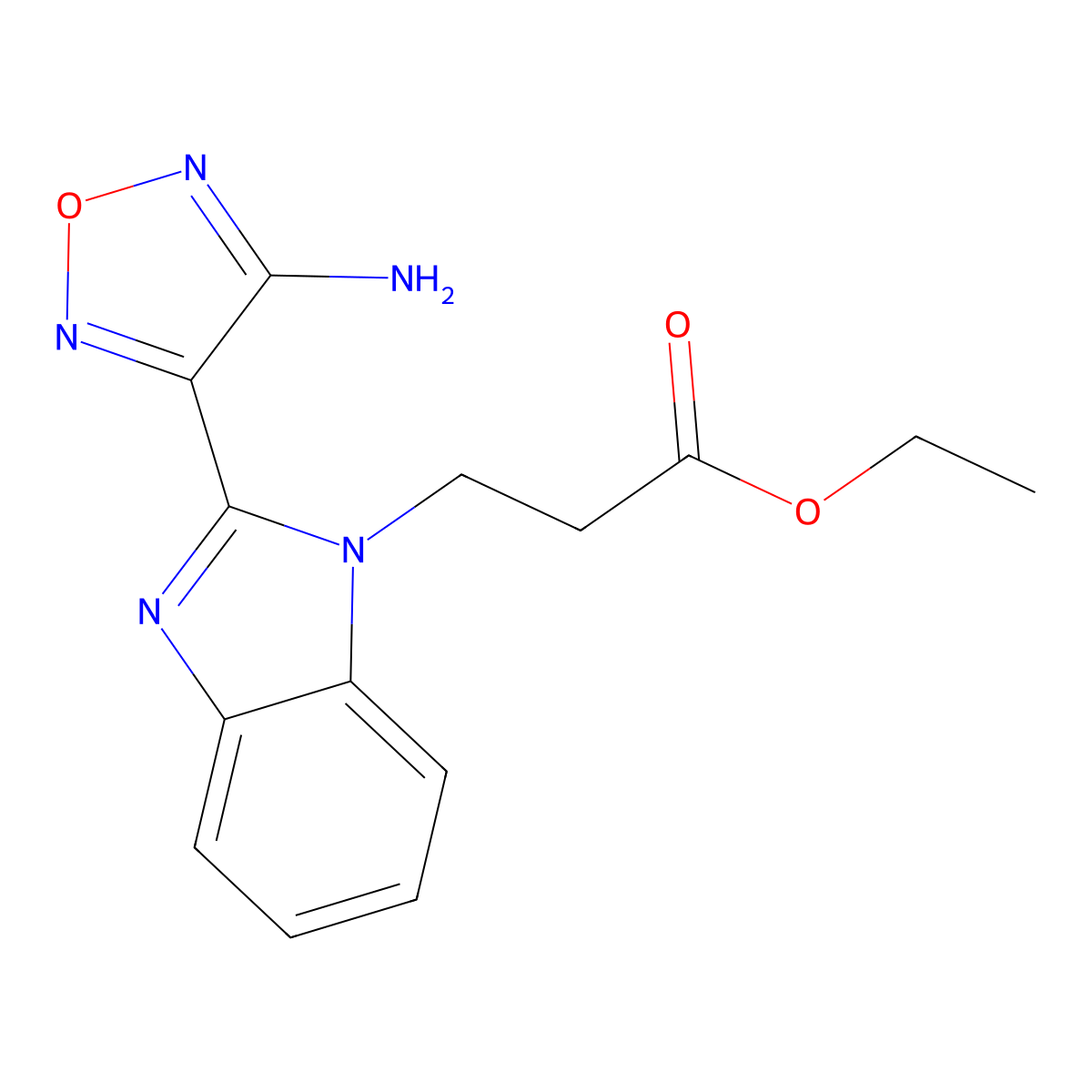 Ethyl 3-[2-(4-amino-1,2,5-oxadiazol-3-yl)benzimidazol-1-yl]propanoate molecular structure, CAS 696649-37-3