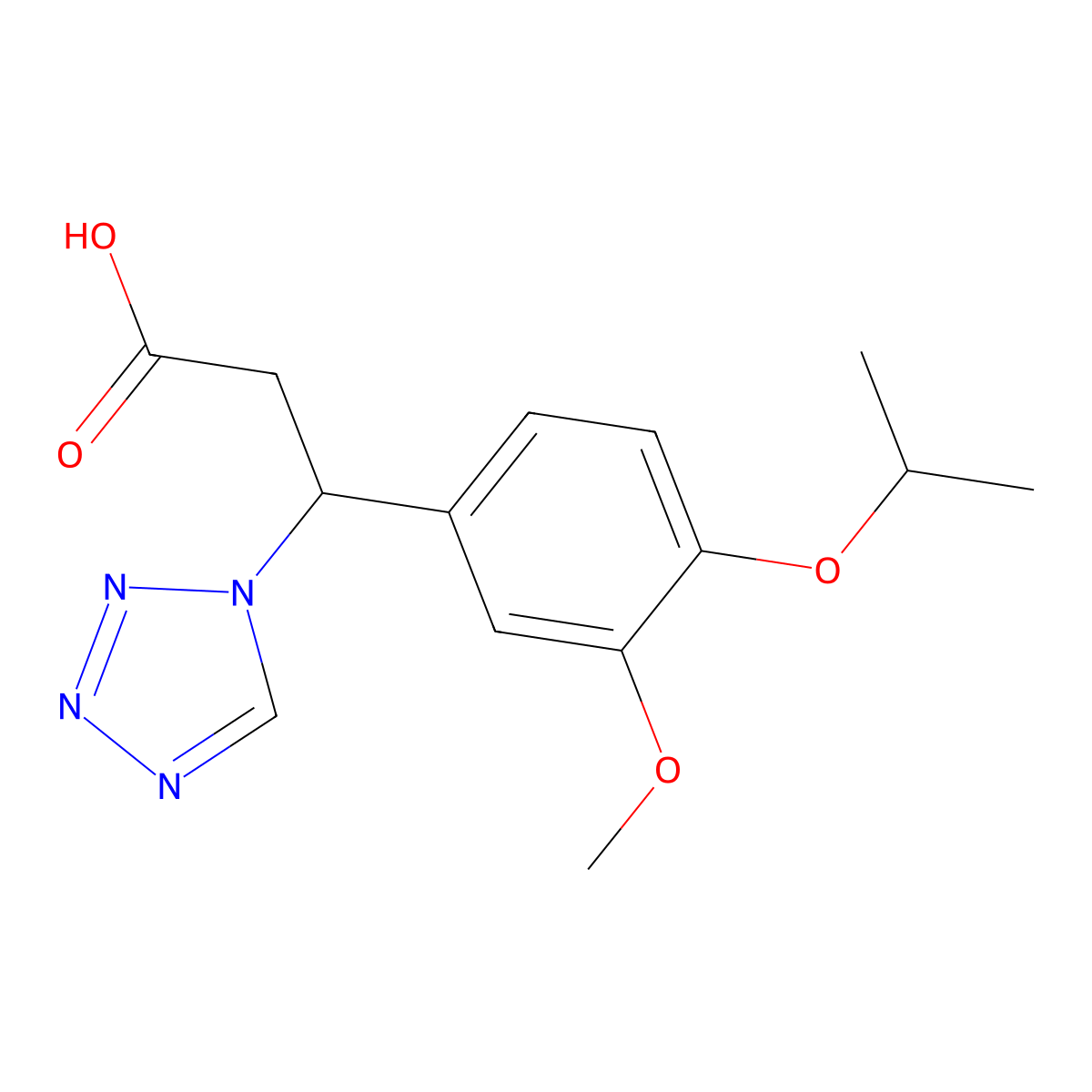 3-(4-isopropoxy-3-methoxyphenyl)-3-(1H-tetrazol-1-yl)propanoic acid molecular structure, CAS 696649-45-3