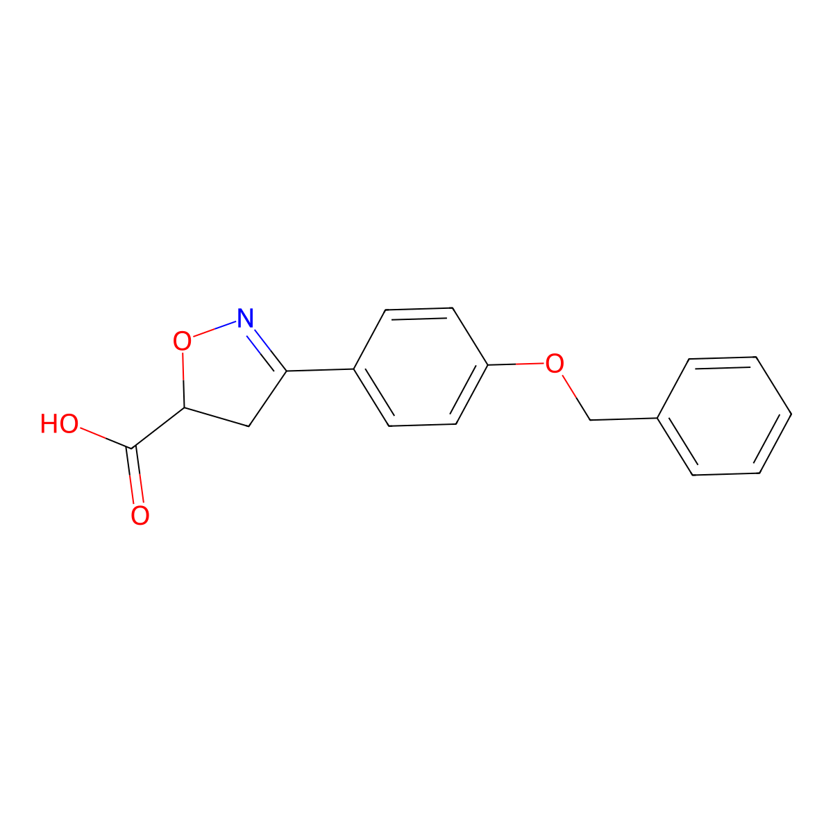 3-[4-(Benzyloxy)phenyl]-4,5-dihydro-1,2-oxazole-5-carboxylic acid molecular structure, CAS 696649-46-4