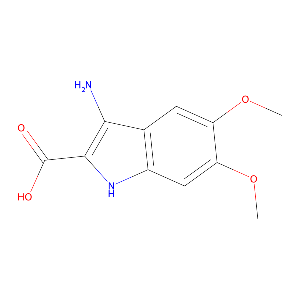 3-amino-5,6-dimethoxy-1H-indole-2-carboxylic acid molecular structure, CAS 696649-49-7