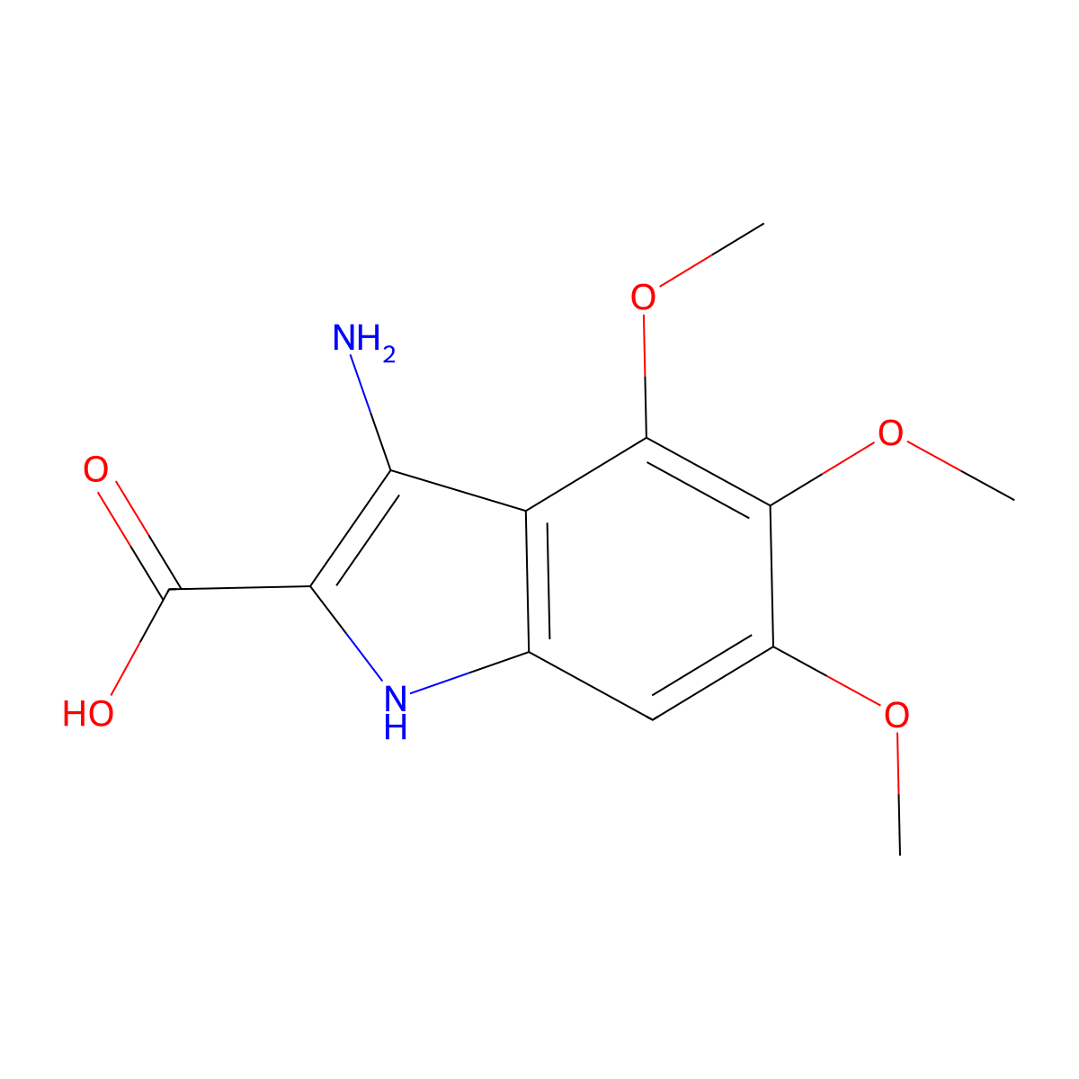 3-amino-4,5,6-trimethoxy-1H-indole-2-carboxylic acid molecular structure, CAS 696649-53-3