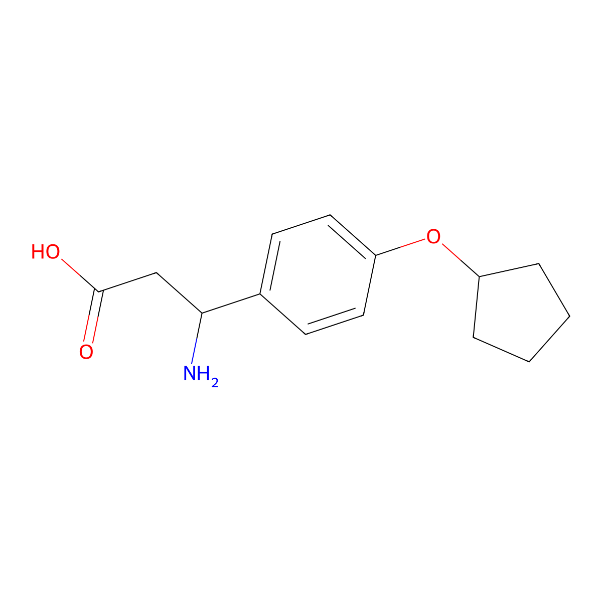 3-Amino-3-(4-cyclopentyloxyphenyl)propanoic acid molecular structure, CAS 696649-60-2