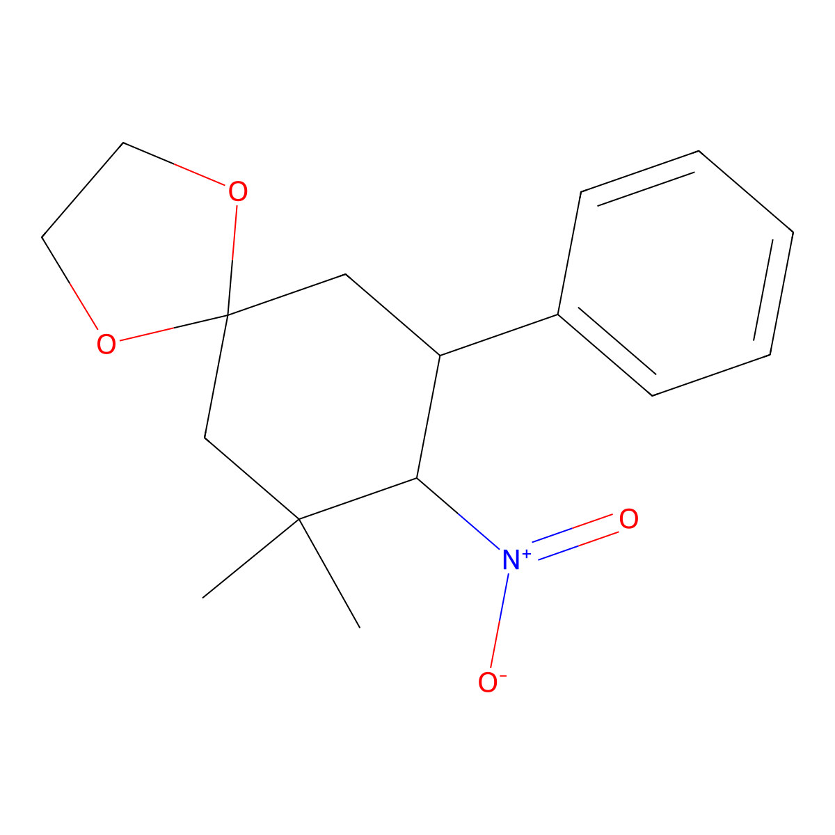 7,7-Dimethyl-8-nitro-9-phenyl-1,4-dioxaspiro[4.5]decane molecular structure, CAS 696649-64-6