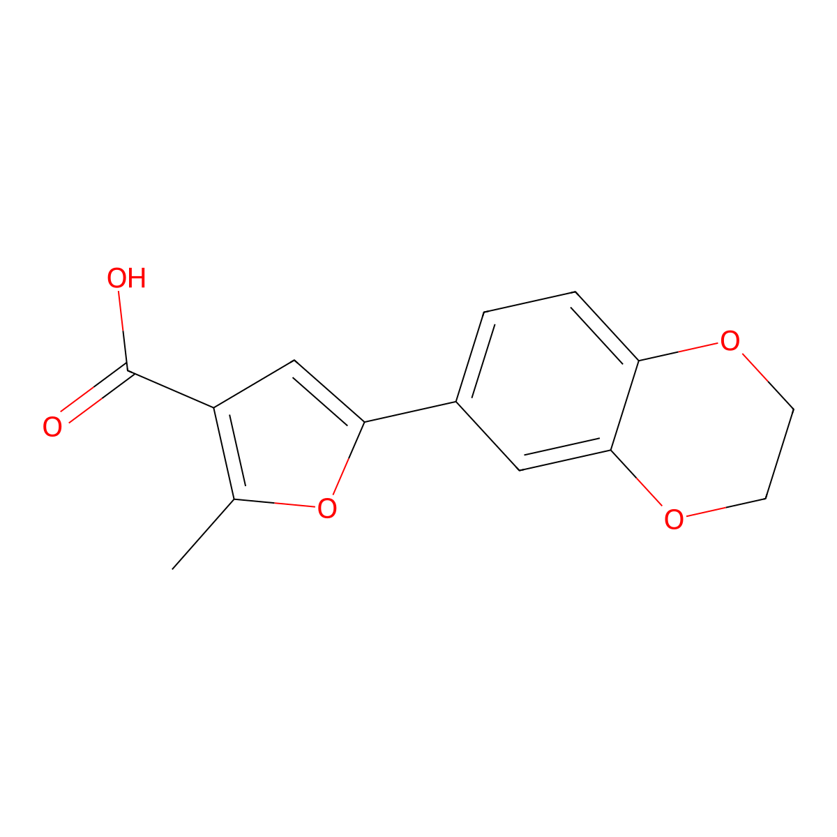 5-(2,3-Dihydro-1,4-benzodioxin-6-yl)-2-methylfuran-3-carboxylic acid molecular structure, CAS 696649-78-2