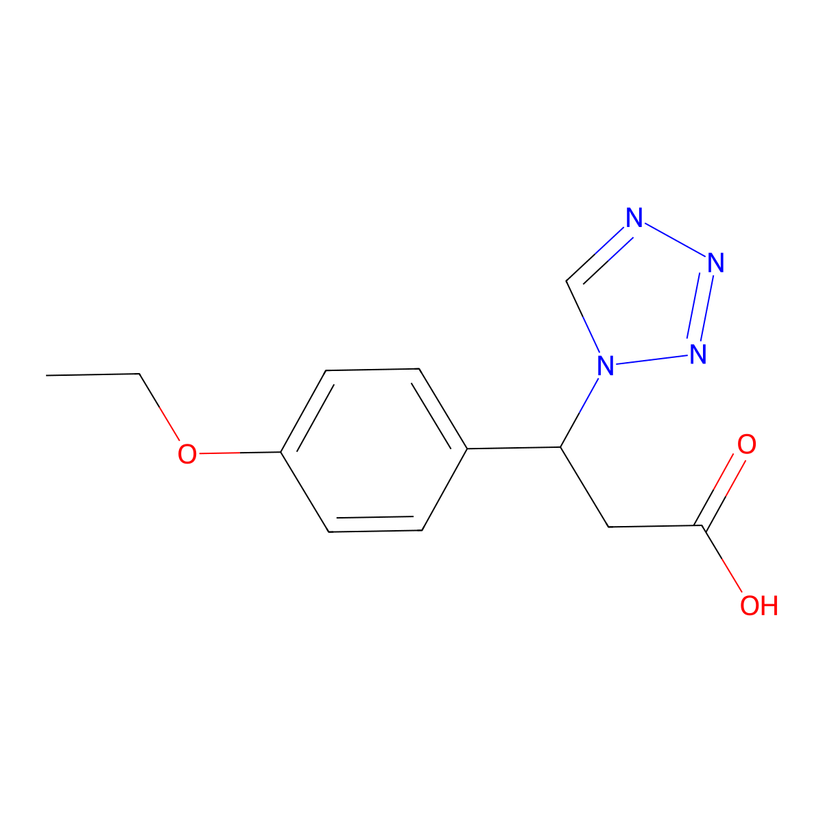 3-(4-ethoxyphenyl)-3-(1H-tetrazol-1-yl)propanoic acid molecular structure, CAS 696649-87-3