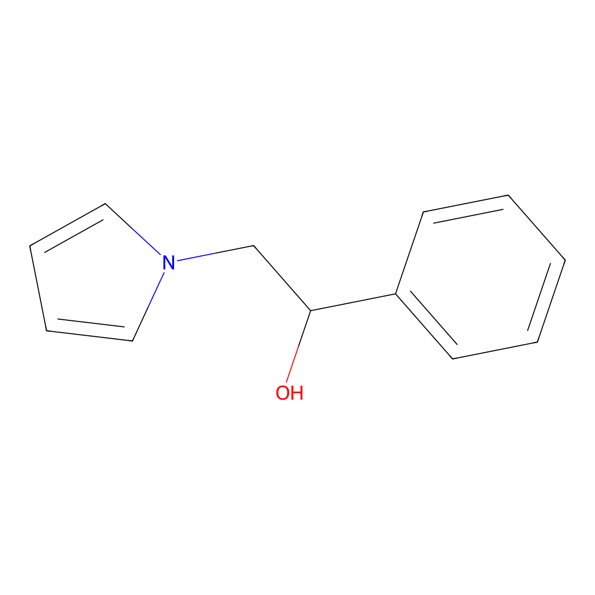 1-phenyl-2-(1H-pyrrol-1-yl)ethanol molecular structure, CAS 696650-01-8