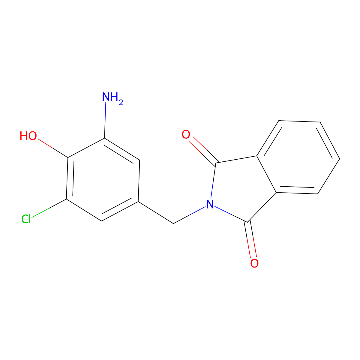 2-(3-amino-5-chloro-4-hydroxybenzyl)-1H-isoindole-1,3(2H)-dione molecular structure, CAS 696650-05-2