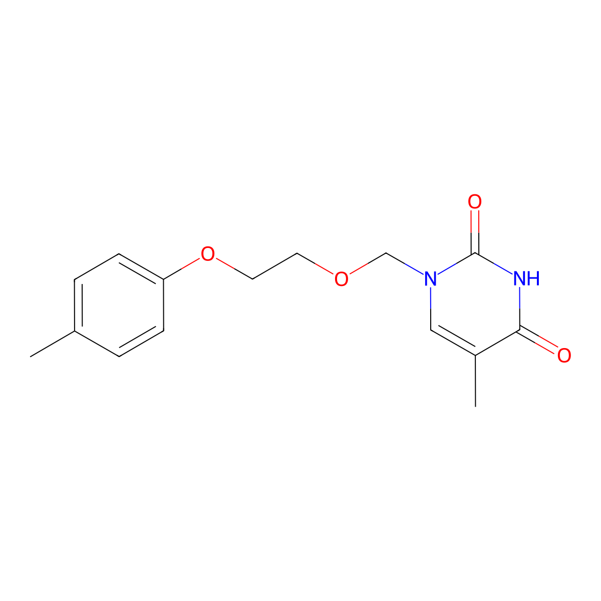 5-Methyl-1-[2-(4-methylphenoxy)ethoxymethyl]pyrimidine-2,4-dione molecular structure, CAS 696650-06-3