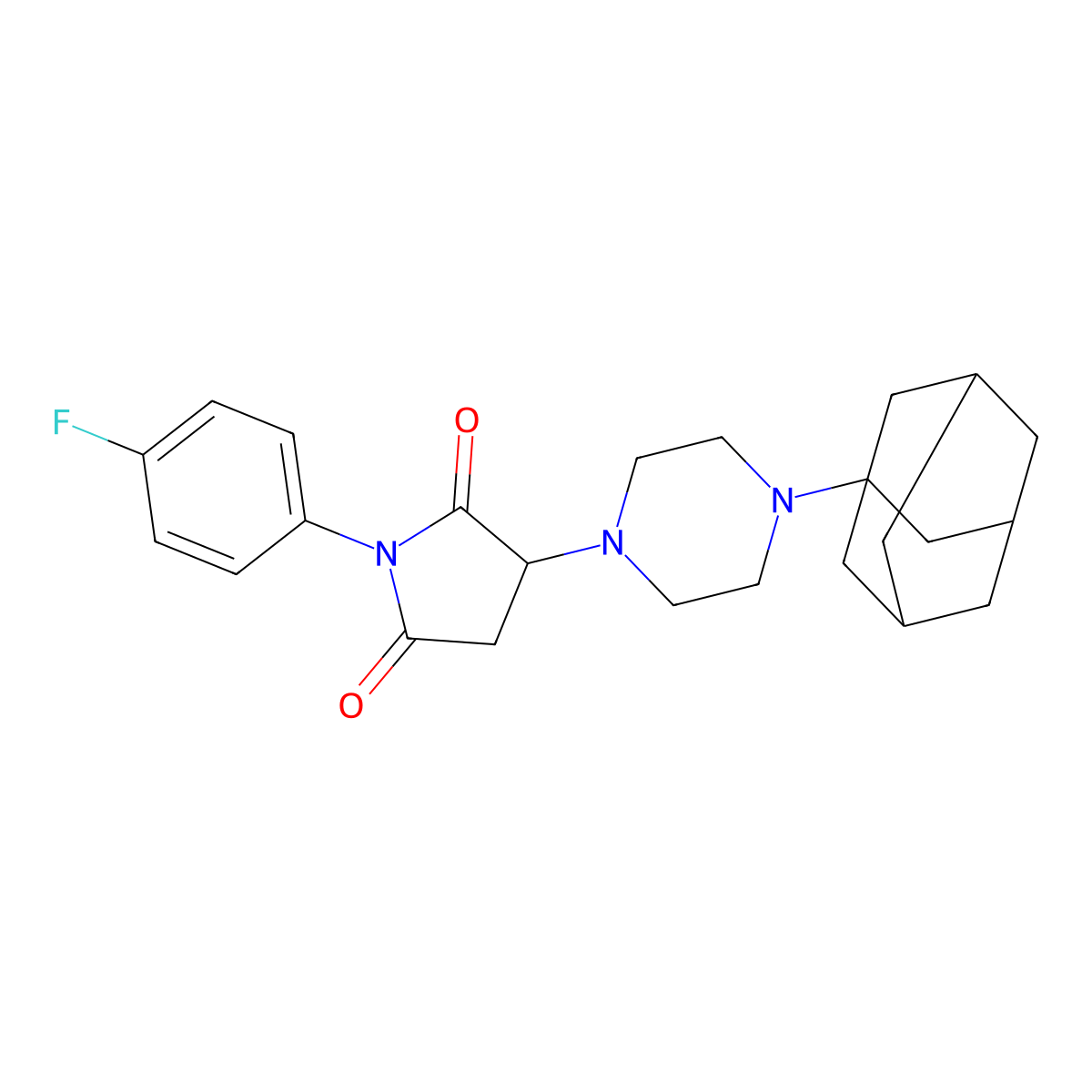 3-[4-(1-Adamantyl)piperazin-1-yl]-1-(4-fluorophenyl)pyrrolidine-2,5-dione molecular structure, CAS 696650-16-5