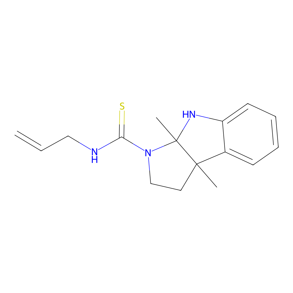 2H-Pyrrolo[2,3-b]indole-1-carbothioic acid, 3a,8a-dimethyl-3,3a,8,8a-tetrahydro-, allylamide molecular structure, CAS 696652-39-8