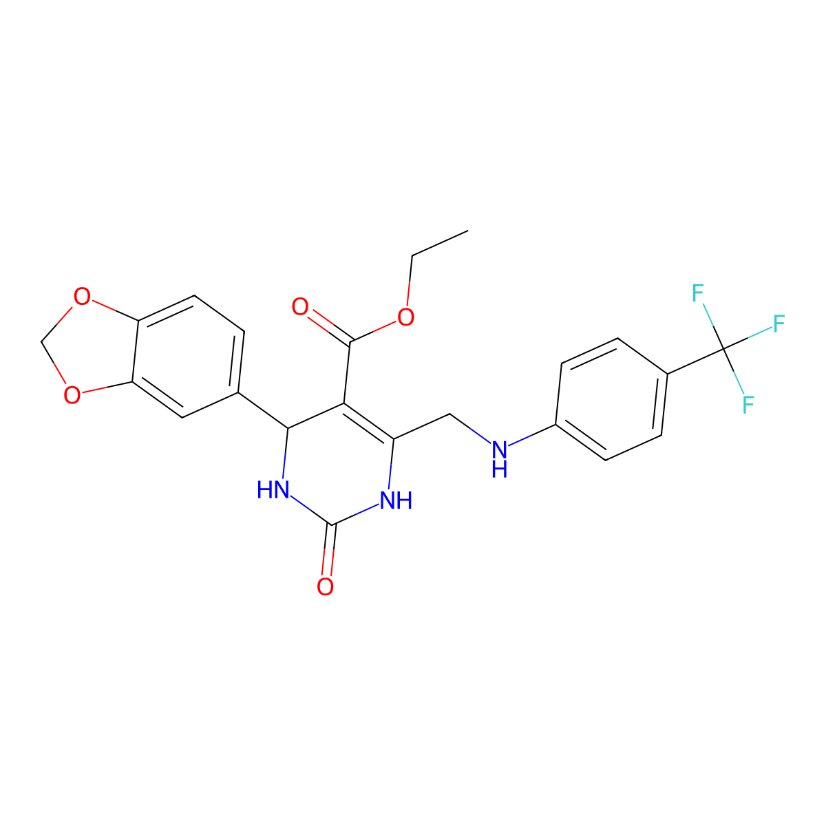 Ethyl 4-(1,3-benzodioxol-5-yl)-2-oxo-6-({[4-(trifluoromethyl)phenyl]amino}methyl)-1,2,3,4-tetrahydropyrimidine-5-carboxylate molecular structure, CAS 696652-77-4