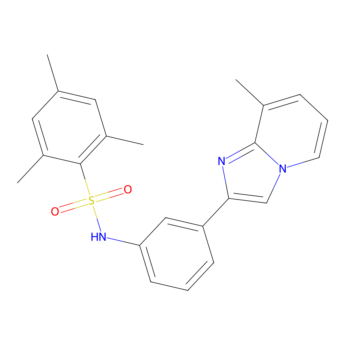 2,4,6-trimethyl-N-[3-(8-methylimidazo[1,2-a]pyridin-2-yl)phenyl]benzenesulfonamide molecular structure, CAS 696654-16-7