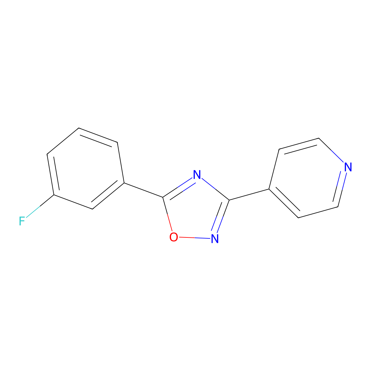 5-(3-Fluorophenyl)-3-(4-pyridyl)-1,2,4-oxadiazole molecular structure, CAS 696654-68-9