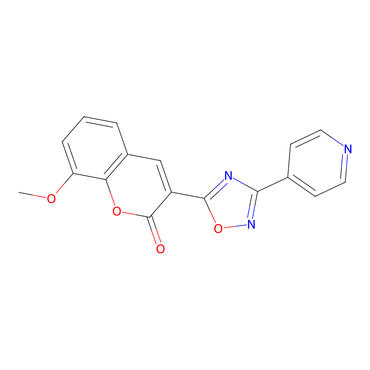 8-methoxy-3-(3-(pyridin-4-yl)-1,2,4-oxadiazol-5-yl)-2H-chromen-2-one molecular structure, CAS 696654-71-4