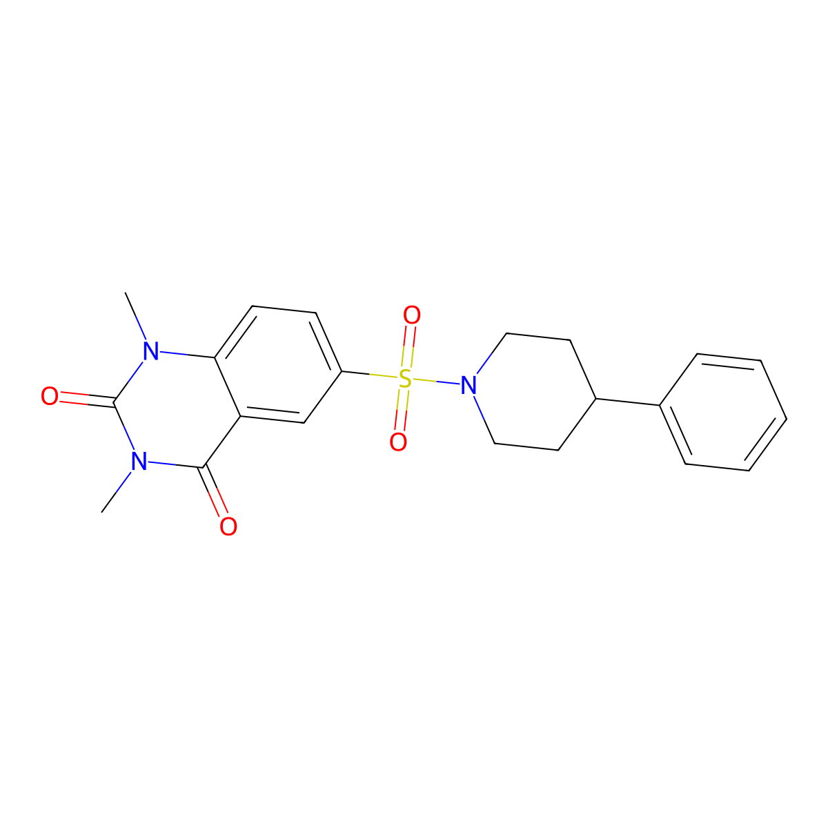 1,3-Dimethyl-6-(4-phenylpiperidin-1-yl)sulfonylquinazoline-2,4-dione molecular structure, CAS 696654-90-7